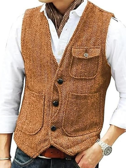 KZZ Men's Retro Tweed Vest