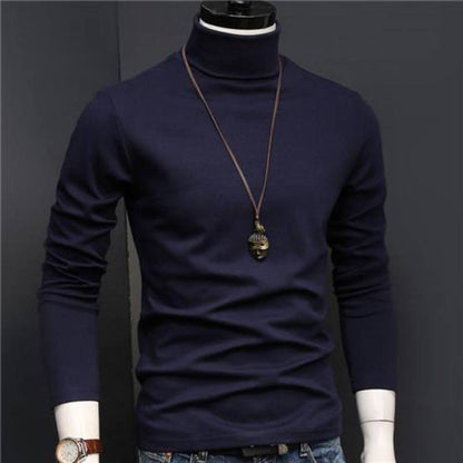 KZZ Sculpted Style Men's Lightweight Pullover Top Slim Fit Turtleneck