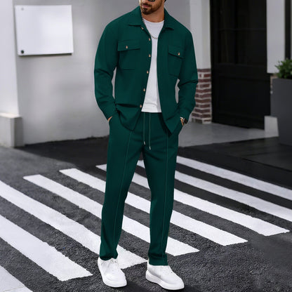 KZZ Men's Long Sleeve Shirt & Drawstring Pants Set
