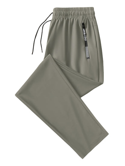 KZZ Men's Summer High Elastic Ice Silk Pants
