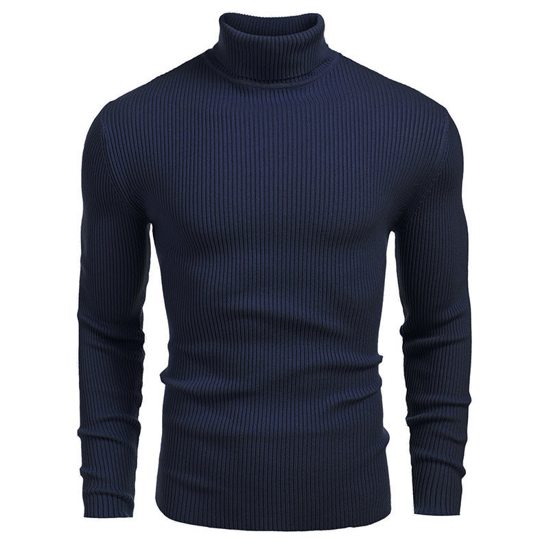 KZZ Fall Outfits Men's Knitted Ribbed Turtleneck/High Neck Slim Fit Basic Sweater