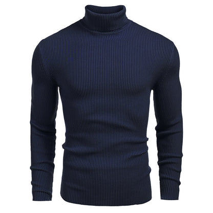 KZZ Fall Outfits Men's Knitted Ribbed Turtleneck/High Neck Slim Fit Basic Sweater