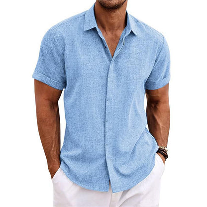 KZZ Men's linen short-sleeved T-shirt