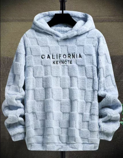 KZZ NewYork Hoodie Men's Letter Embroidery Pocket Textured Flannel Hoodie