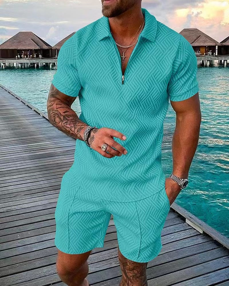 KZZ Mens Polo Shirt and Shorts Sets