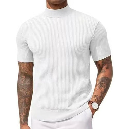 KZZ Ribbed Knit Pullover Solid Tee