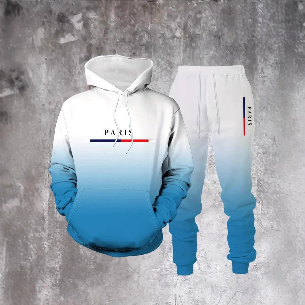 KZZ Men's Street Fashion Hoodie Set  Gradual Color Change  Hot Selling