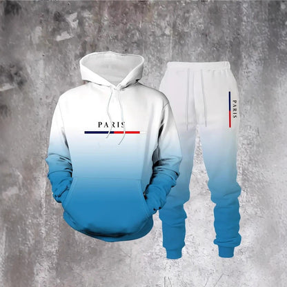 KZZ Men's Street Fashion Hoodie Set  Gradual Color Change  Hot Selling