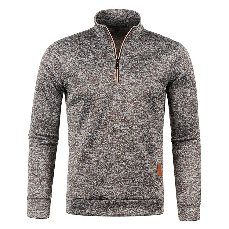 KZZ Men'S Fleece-Lined Half-Zip Sweatshirts, Casual Solid ColorPullovers with Stand Collar