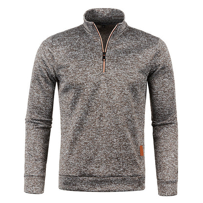 KZZ Men'S Fleece-Lined Half-Zip Sweatshirts, Casual Solid ColorPullovers with Stand Collar