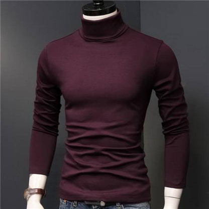 KZZ Sculpted Style Men's Lightweight Pullover Top Slim Fit Turtleneck