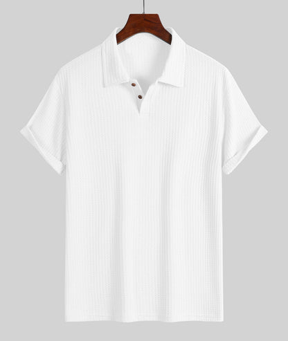 KZZ Men's Plain Jacquard Knit Polo Shirt