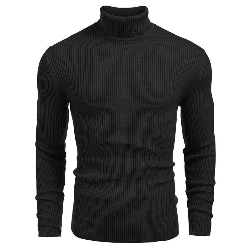 KZZ Fall Outfits Men's Knitted Ribbed Turtleneck/High Neck Slim Fit Basic Sweater