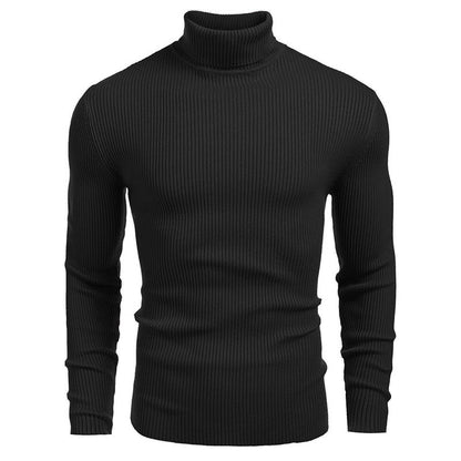 KZZ Fall Outfits Men's Knitted Ribbed Turtleneck/High Neck Slim Fit Basic Sweater