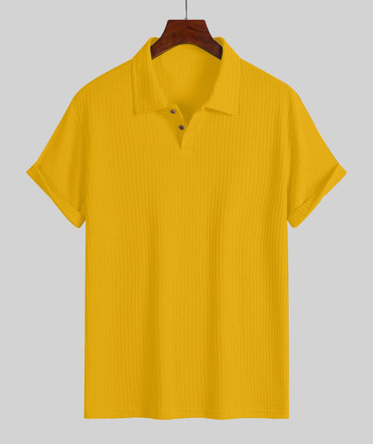 KZZ Men's Plain Jacquard Knit Polo Shirt