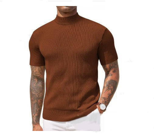 KZZ Ribbed Knit Pullover Solid Tee
