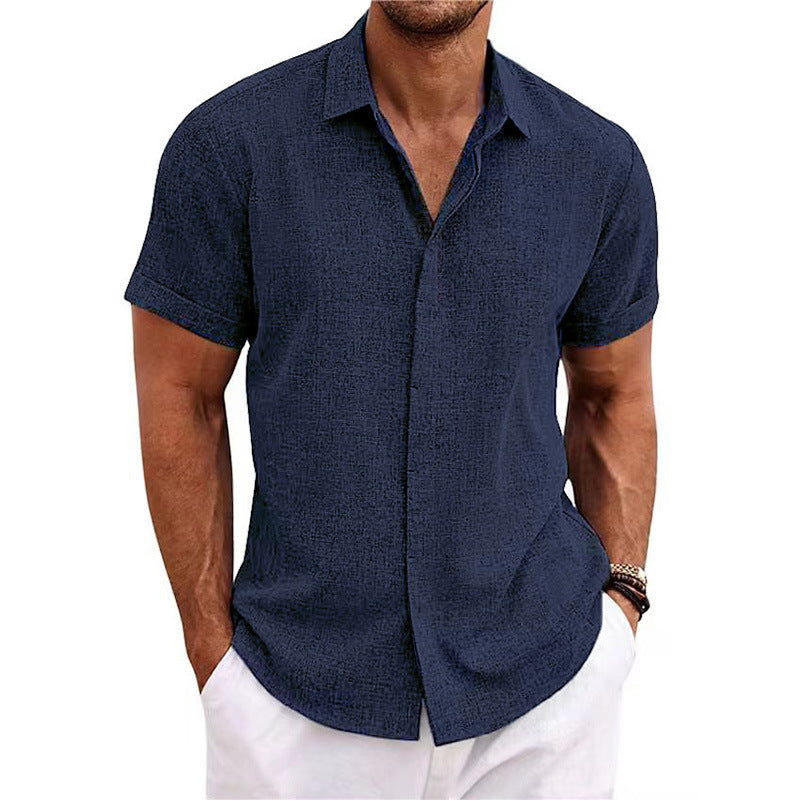 KZZ Men's linen short-sleeved T-shirt