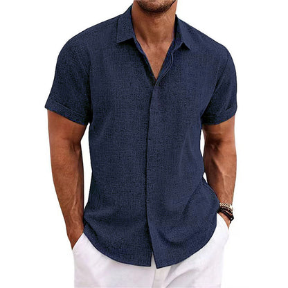 KZZ Men's linen short-sleeved T-shirt