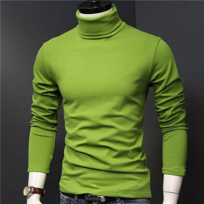 KZZ Sculpted Style Men's Lightweight Pullover Top Slim Fit Turtleneck