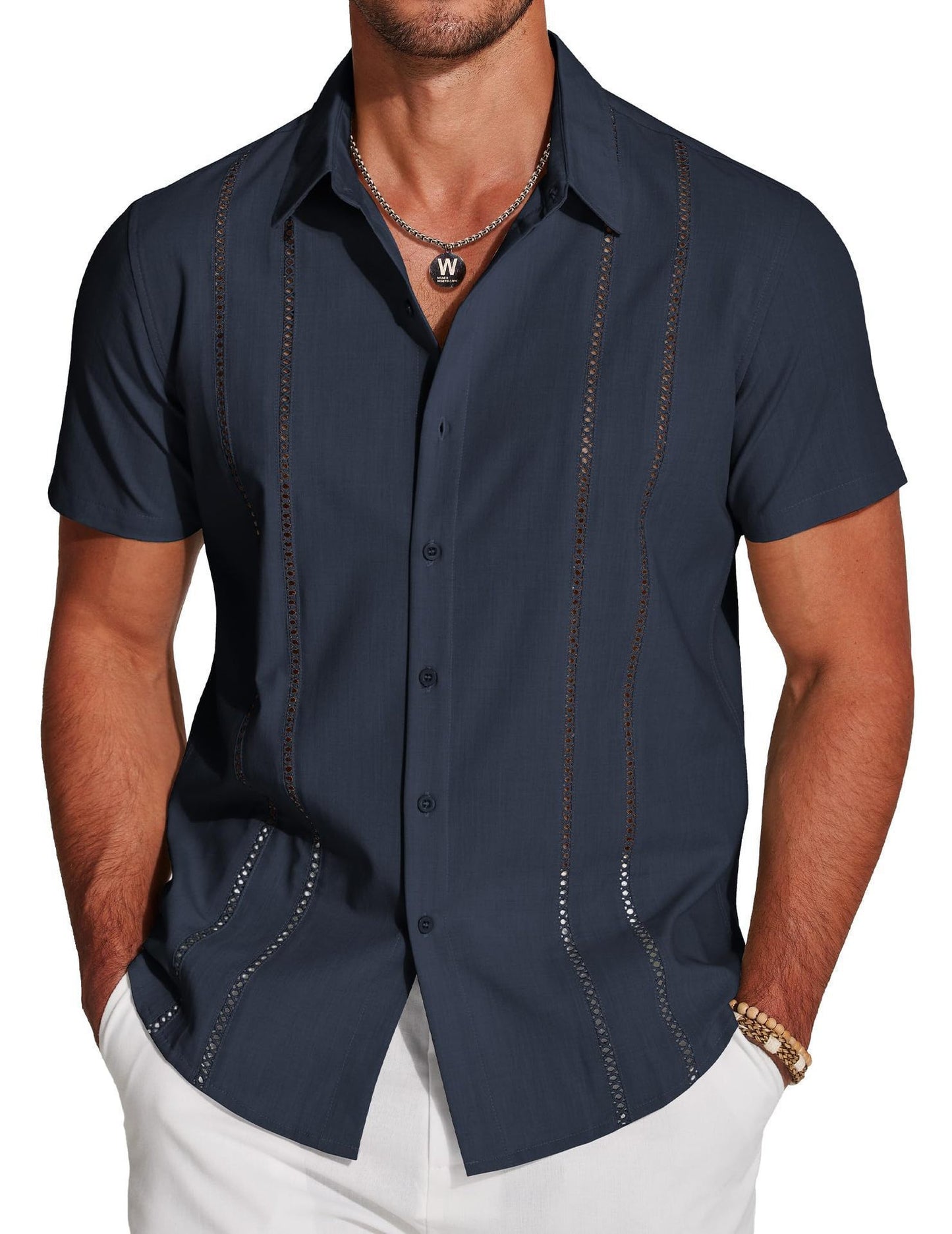 KZZ 3D Printed Short-Sleeve Shirt for Men