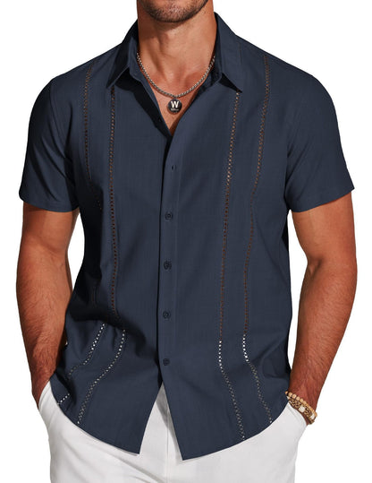 KZZ 3D Printed Short-Sleeve Shirt for Men