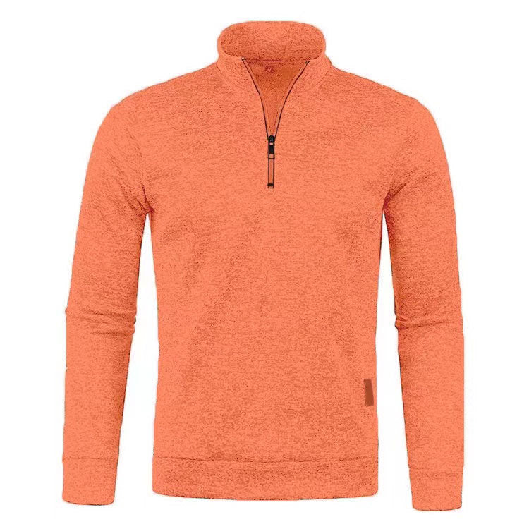 KZZ Men'S Fleece-Lined Half-Zip Sweatshirts, Casual Solid ColorPullovers with Stand Collar