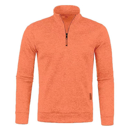 KZZ Men'S Fleece-Lined Half-Zip Sweatshirts, Casual Solid ColorPullovers with Stand Collar