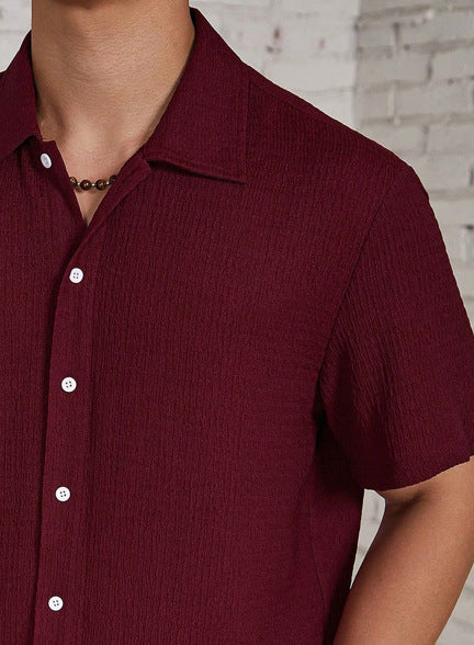 KZZ Men's Casual Button Down Textured Button Front Shirt