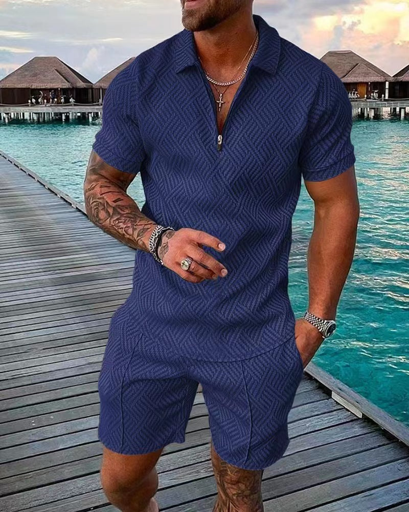 KZZ Mens Polo Shirt and Shorts Sets