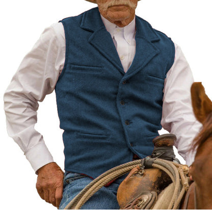 KZZ Men's Tweed Cowboy Vests Retro Elderly Aged Adult Men's Vintage Western Casual Business Vests
