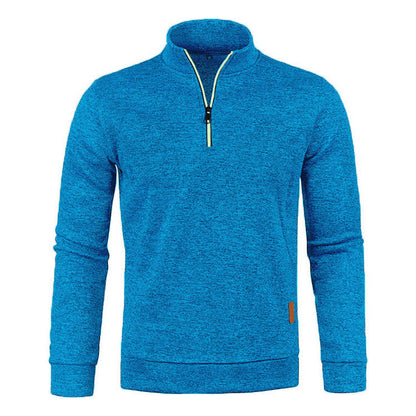 KZZ Men'S Fleece-Lined Half-Zip Sweatshirts, Casual Solid ColorPullovers with Stand Collar