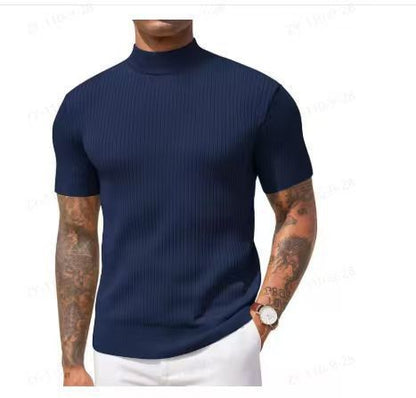 KZZ Ribbed Knit Pullover Solid Tee