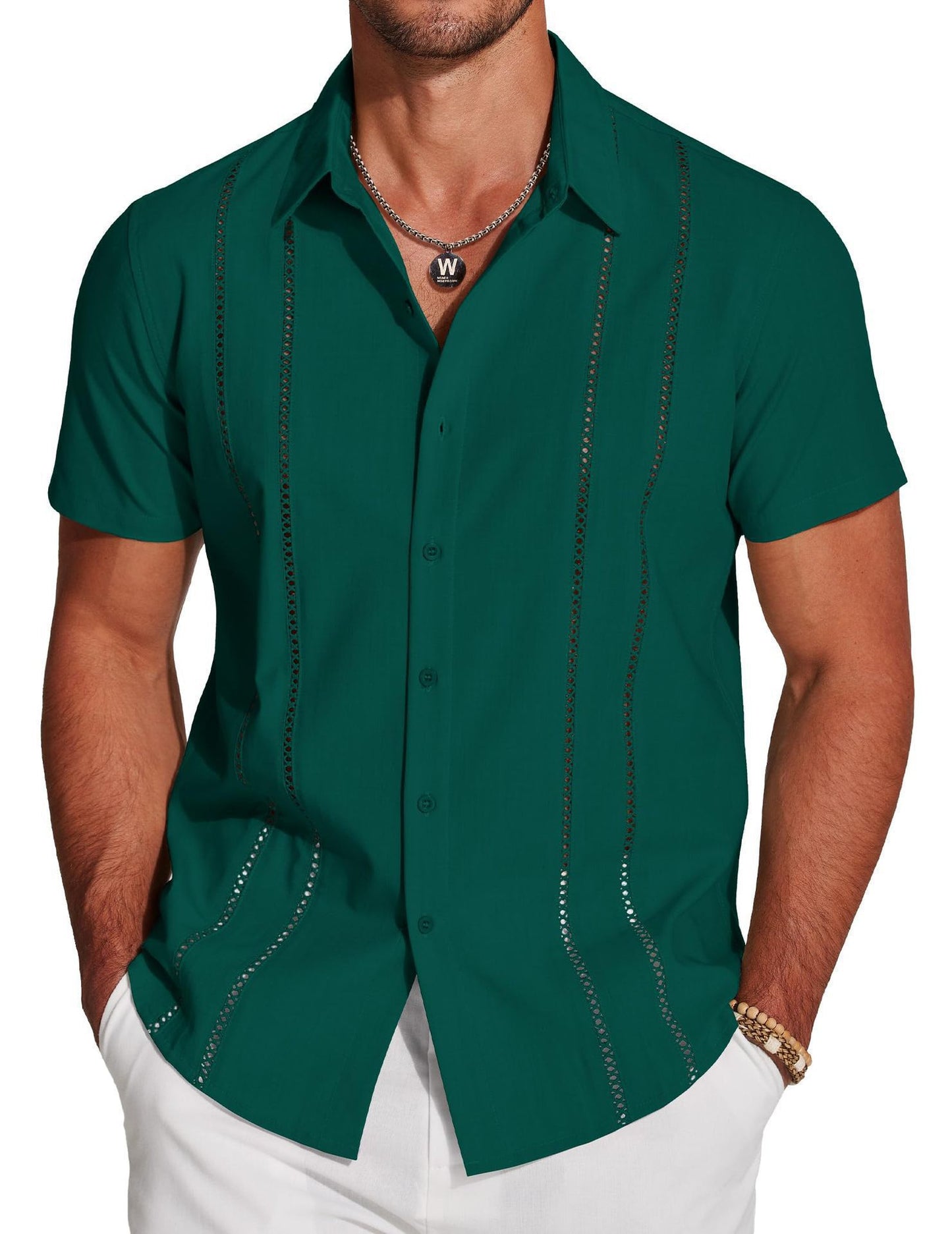KZZ 3D Printed Short-Sleeve Shirt for Men