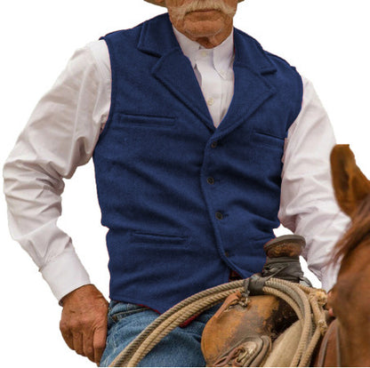 KZZ Men's Tweed Cowboy Vests Retro Elderly Aged Adult Men's Vintage Western Casual Business Vests