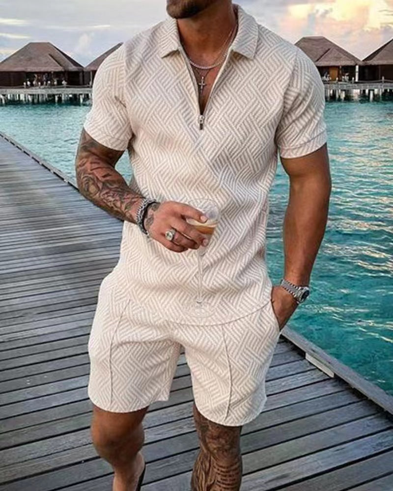 KZZ Mens Polo Shirt and Shorts Sets