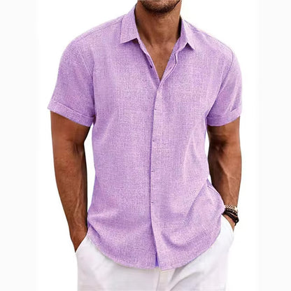 KZZ Men's linen short-sleeved T-shirt