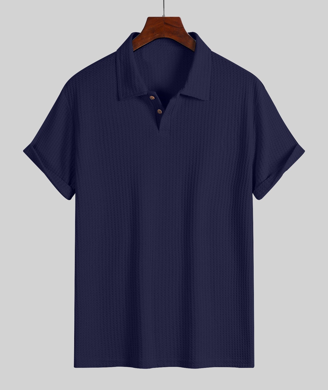 KZZ Men's Plain Jacquard Knit Polo Shirt