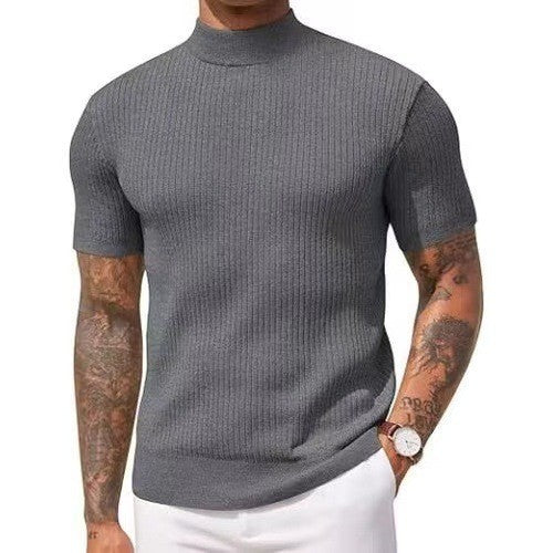 KZZ Ribbed Knit Pullover Solid Tee
