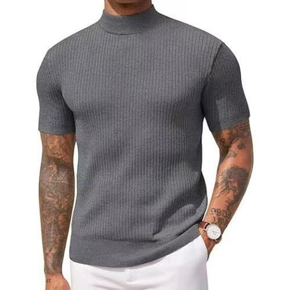 KZZ Ribbed Knit Pullover Solid Tee