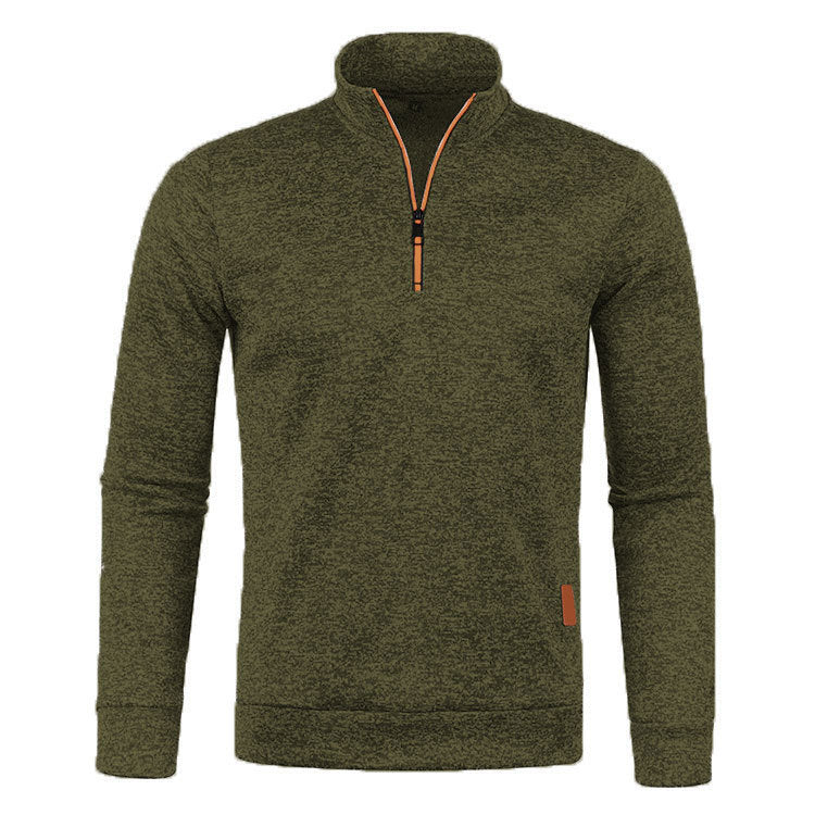 KZZ Men'S Fleece-Lined Half-Zip Sweatshirts, Casual Solid ColorPullovers with Stand Collar
