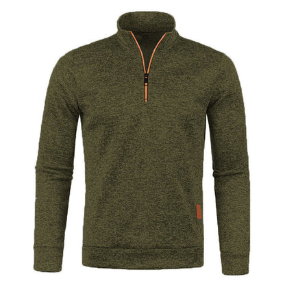 KZZ Men'S Fleece-Lined Half-Zip Sweatshirts, Casual Solid ColorPullovers with Stand Collar