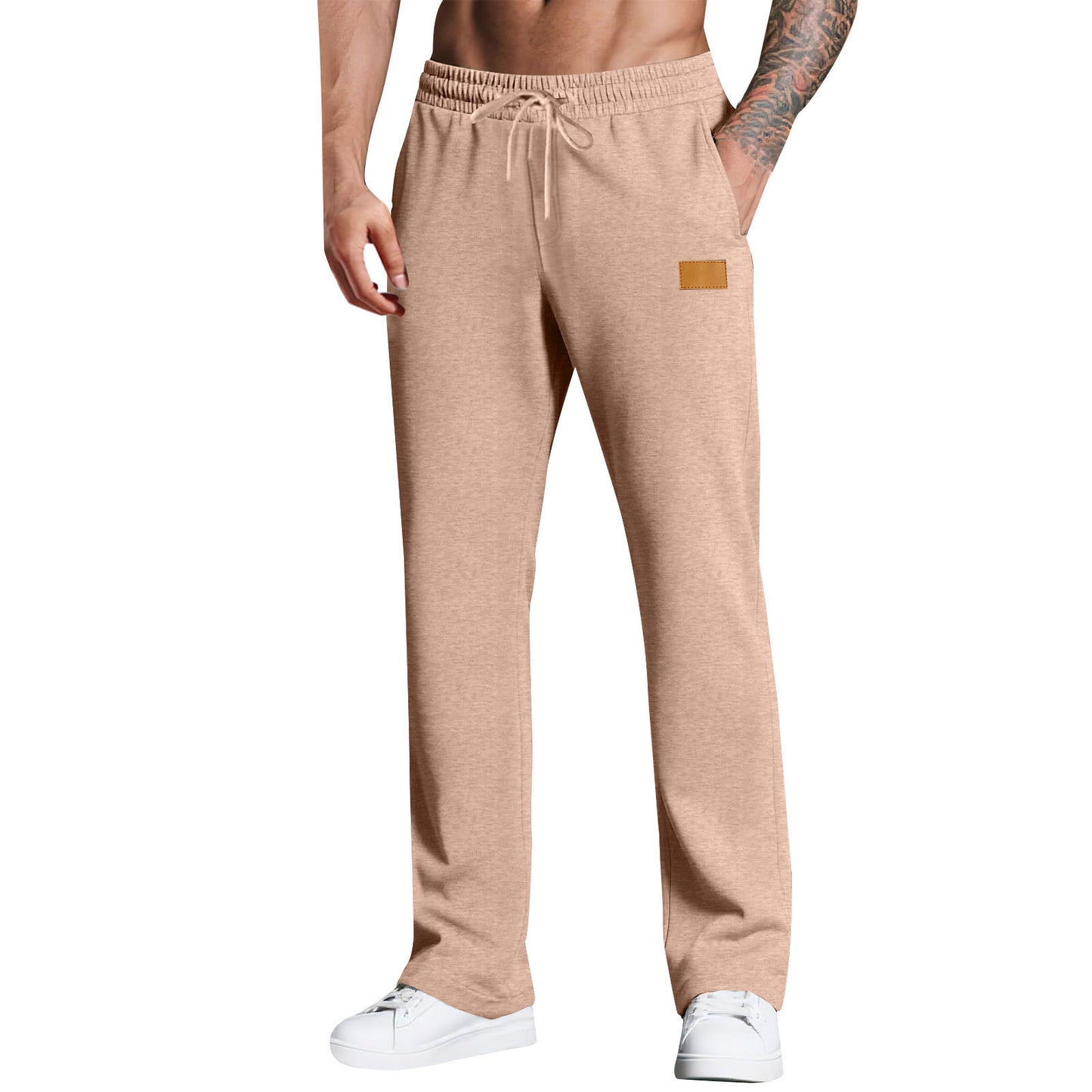 KZZ Men's Long Pants With Drawstring Versatile Casual Sweatpants