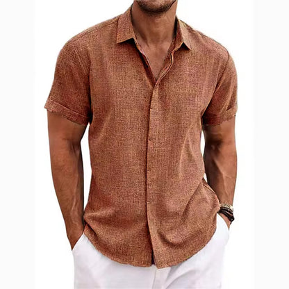 KZZ Men's linen short-sleeved T-shirt