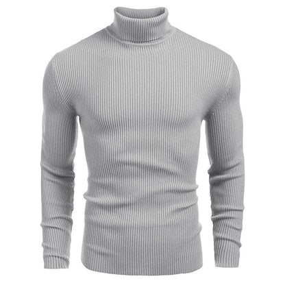 KZZ Fall Outfits Men's Knitted Ribbed Turtleneck/High Neck Slim Fit Basic Sweater