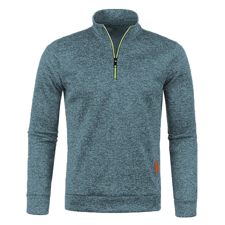 KZZ Men'S Fleece-Lined Half-Zip Sweatshirts, Casual Solid ColorPullovers with Stand Collar