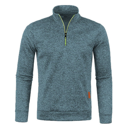 KZZ Men'S Fleece-Lined Half-Zip Sweatshirts, Casual Solid ColorPullovers with Stand Collar