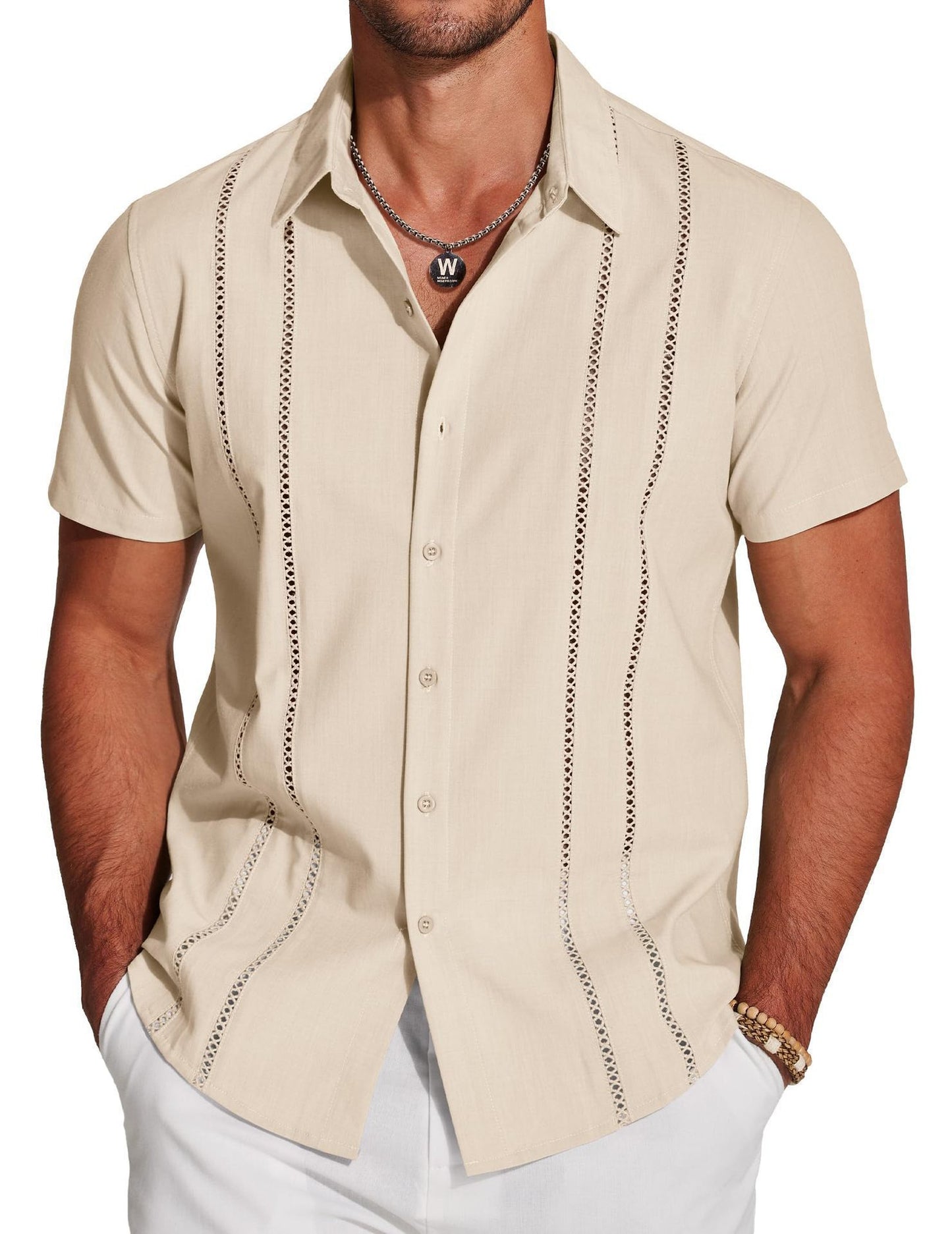 KZZ 3D Printed Short-Sleeve Shirt for Men
