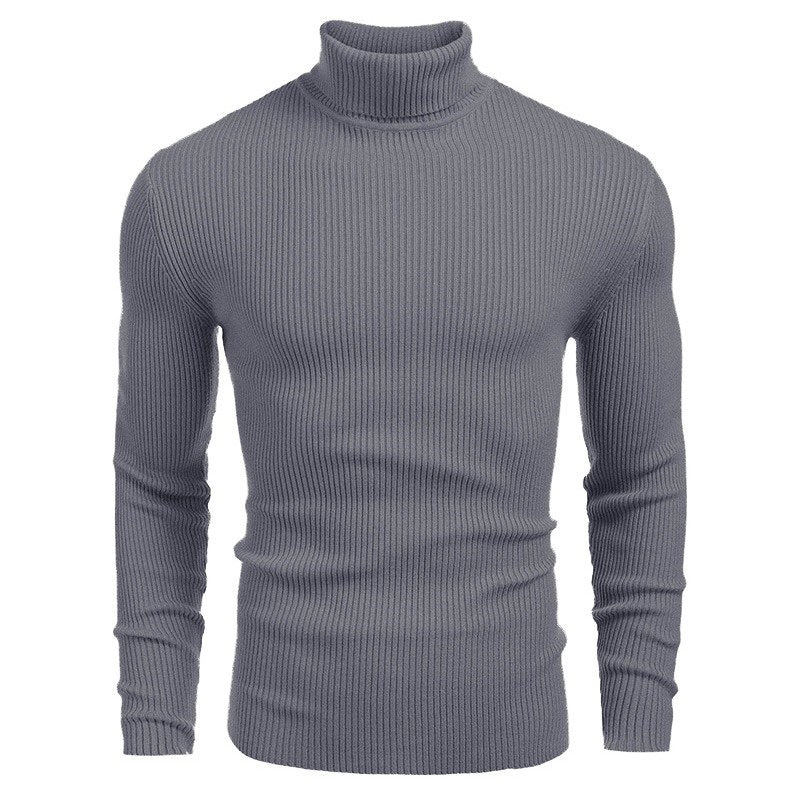 KZZ Fall Outfits Men's Knitted Ribbed Turtleneck/High Neck Slim Fit Basic Sweater