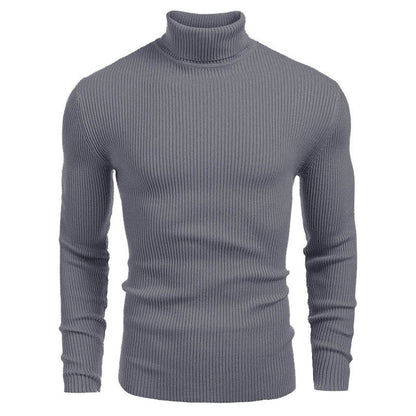 KZZ Fall Outfits Men's Knitted Ribbed Turtleneck/High Neck Slim Fit Basic Sweater