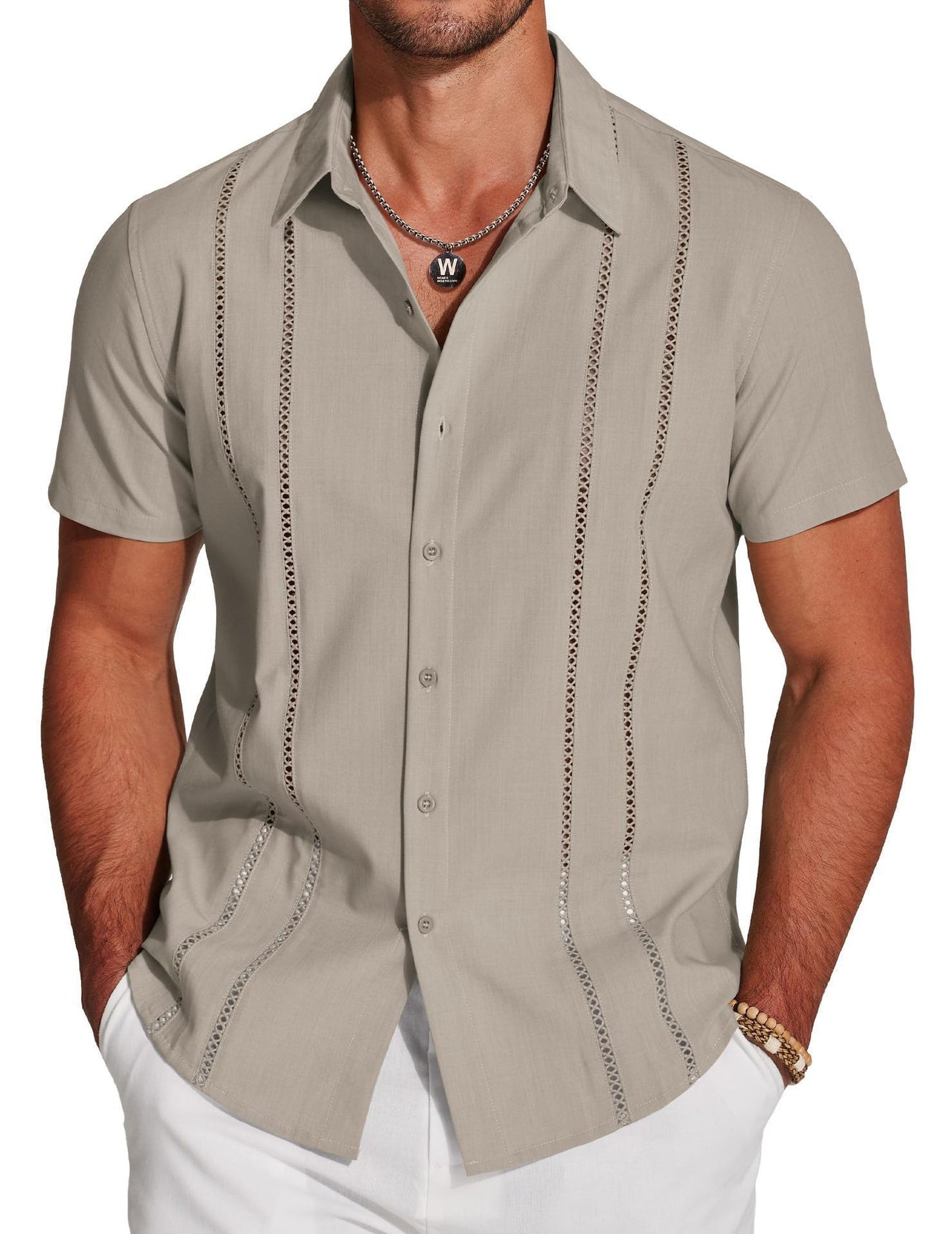 KZZ 3D Printed Short-Sleeve Shirt for Men
